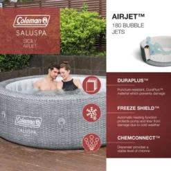 Coleman Sicily SaluSpa Inflatable Round Outdoor Hot Tub Spa With 180 Soothing AirJets, Filter Cartridge, And Insulated Cover -Intex Shop GUEST bbf72d16 a368 4f60 be8a 971fe16adbe2