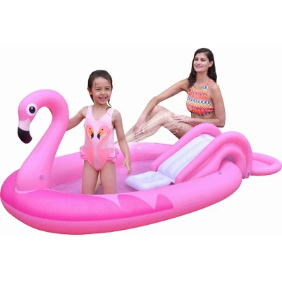 Pool Central 83" Inflatable Pink Flamingo Kiddie Pool With Sprayer 3 Pool Central 83" Inflatable Pink Flamingo Kiddie Pool With Sprayer
