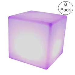 Main Access Color Changing LED Light Plastic Waterproof Cube Seat With 4 Lighting Modes, 16 Color Options, And Remote Control For Poolsides (8 Pack)