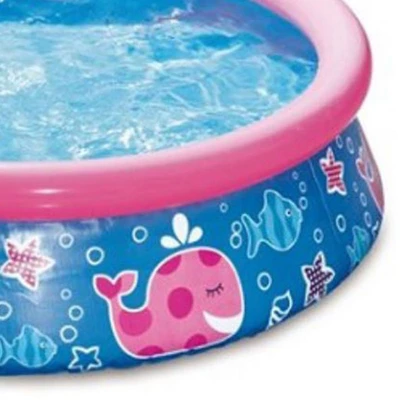 Summer Waves P1000515B167 Quick Set 5ft X 15in Round Inflatable Ring Backyard Kids Toddler Kiddie Swimming Splash Wading Pool, Pink Whale Print 4 Summer Waves P1000515B167 Quick Set 5ft X 15in Round Inflatable Ring Backyard Kids Toddler Kiddie Swimming Splash Wading Pool, Pink Whale Print - Image 2