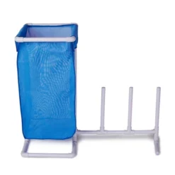 HydroTools By Swimline 8903 PVC Poolside Organizer Rack With Removeable Mesh Bag Towel Bin Hamper For Pool Toys, Floats, And Accessories