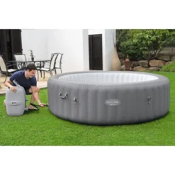 Bestway 6-8 Person Inflatable Round Outdoor Hot Tub Grenada SaluSpa With 190 Soothing AirJets, Filter Cartridge, Pump, And Insulated Cover - Gray -Intex Shop GUEST cc312a18 c26f 4a9f aee7 d0d1c7d57f2f