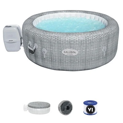 Bestway Honolulu SaluSpa 6 Person Inflatable Round Hot Tub Spa With 140 AirJets And EnergySense DuraPlus Waterproof Round Thermal Spa Cover, Gray 3 Bestway Honolulu SaluSpa 6 Person Inflatable Round Hot Tub Spa With 140 AirJets And EnergySense DuraPlus Waterproof Round Thermal Spa Cover, Gray