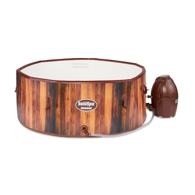 Bestway 54190E SaluSpa Helsinki 7 Person Portable Inflatable Round Hot Tub Spa With 81 Air Jets, Cover, Pump, And Integrated Filter, Wood Print 3 Bestway 54190E SaluSpa Helsinki 7 Person Portable Inflatable Round Hot Tub Spa With 81 Air Jets, Cover, Pump, And Integrated Filter, Wood Print