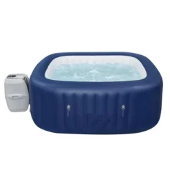 Coleman SaluSpa 4 Person Square Portable Inflatable Outdoor Hot Tub Spa & Intex PureSpa Attachable Cup Holder And Refreshment Tray Accessory