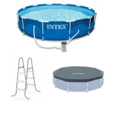 Intex 28031E 12 Foot Round Frame Set Easy Above Ground Swimming Pool Debris Cover With Tie-Down Ropes And Drain Holes, (Pool Sold Separately) -Intex Shop GUEST de677d35 27bd 4373 986f 7a8c145bc2fc