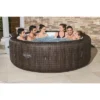 Bestway SaluSpa St Moritz AirJet 5 To 7 Person Inflatable Hot Tub Round Portable Outdoor Spa With 180 AirJets & EnergySense Energy Saving Cover, Brown