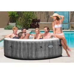 Intex PureSpa Plus Greywood Inflatable Hot Tub Bubble Jet Spa, 85 X 28" & Attachable Cup Holder And Refreshment Tray Hot Tub Accessory, Tan (4 Pack) -Intex Shop GUEST e29ba1a8 6139 4282 bcf6 70b744f2d403