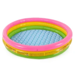 Intex 58 X 13 Inch Inflatable Sunset Glow Colorful Backyard Kiddie Pool & Small Plastic Multi-Colored Fun Ballz With Carrying Bag, 100 Pack