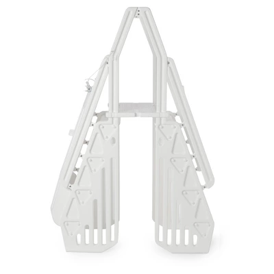 Vinyl Works AF Adjustable 24 Inch Ladder For Above Ground Swimming Pools With Secure Gate Closure And 2 Deck Mount Flanges, White 3 Vinyl Works AF Adjustable 24 Inch Ladder For Above Ground Swimming Pools With Secure Gate Closure And 2 Deck Mount Flanges, White