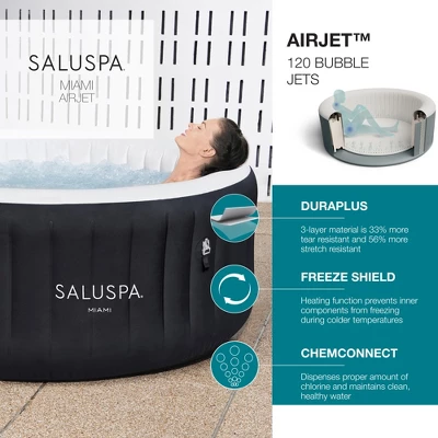Bestway Miami SaluSpa Inflatable Round Outdoor Hot Tub With 140 Soothing AirJets, Filter Cartridges, Pump, And Insulated Cover 3 Bestway Miami SaluSpa Inflatable Round Outdoor Hot Tub With 140 Soothing AirJets, Filter Cartridges, Pump, And Insulated Cover - Image 2