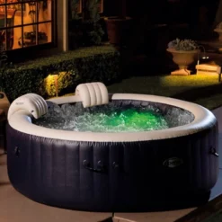 Intex 28429EP PureSpa Plus Portable Inflatable Hot Tub Bubble Jet Spa, 77 X 28", With Tablet Mobile Phone Spa Tray Accessory W/ LED Light Strip, White -Intex Shop GUEST f0a4d113 fd71 48fd ab85 2016a233ffea 3