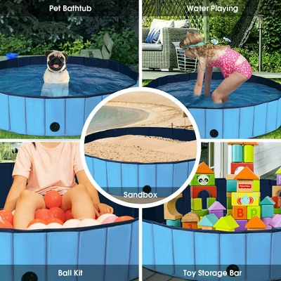 Costway 63'' Foldable Dog Pet Pool Kiddie Bathing Tub Indoor Outdoor Portable Leakproof 5 Costway 63'' Foldable Dog Pet Pool Kiddie Bathing Tub Indoor Outdoor Portable Leakproof - Image 3