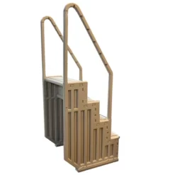 Confer STEP-1VM Stair Ladder Entry System With 4 Steps And 2 Handrails For Flat Bottom Above Ground Swimming Pool, Snap-In Installation, Warm Beige -Intex Shop GUEST f5affdc4 eac9 4b18 a3bd eca030188e1a