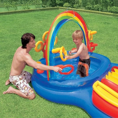 Intex 9.75ft X 6.3ft X 53in Rainbow Slide Kids Play Inflatable Pool Ring Center 5 Intex 9.75ft X 6.3ft X 53in Rainbow Slide Kids Play Inflatable Pool Ring Center - Image 3